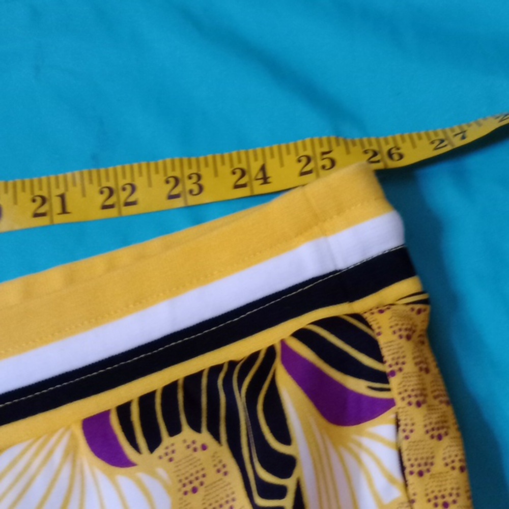 ASHLEY STEWART SPORT, YELLOW AND BLACK PRINT PANTS, SIZE 30-32 - Picture 3 of 10